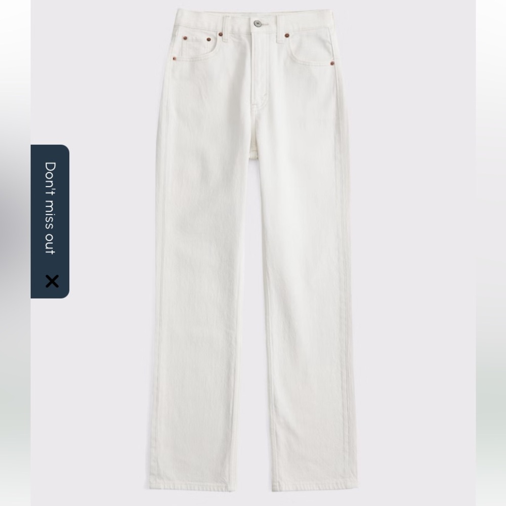 Abercrombie & Fitch Cream Ankle Straight Ultra High Rise Curve Love